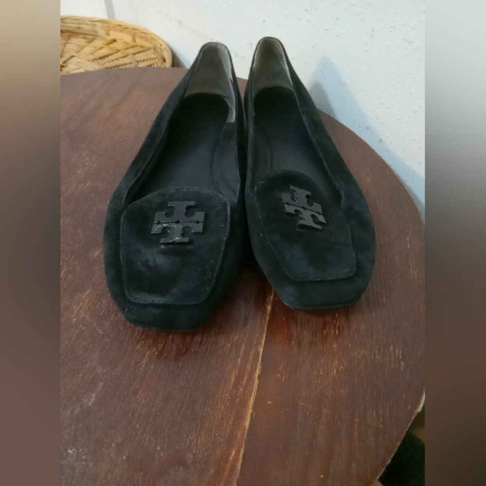 Tory Burch Fitz Loafer Black Suede Leather and Lining Leather Size 11M slip on
